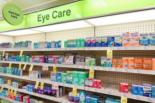 The eye care shelf at a CVS pharmacy.