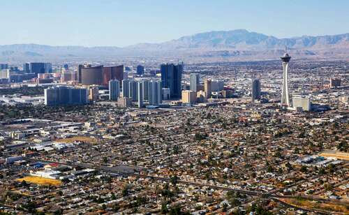 Aerial view of Las Vegas and surrounding suburbs