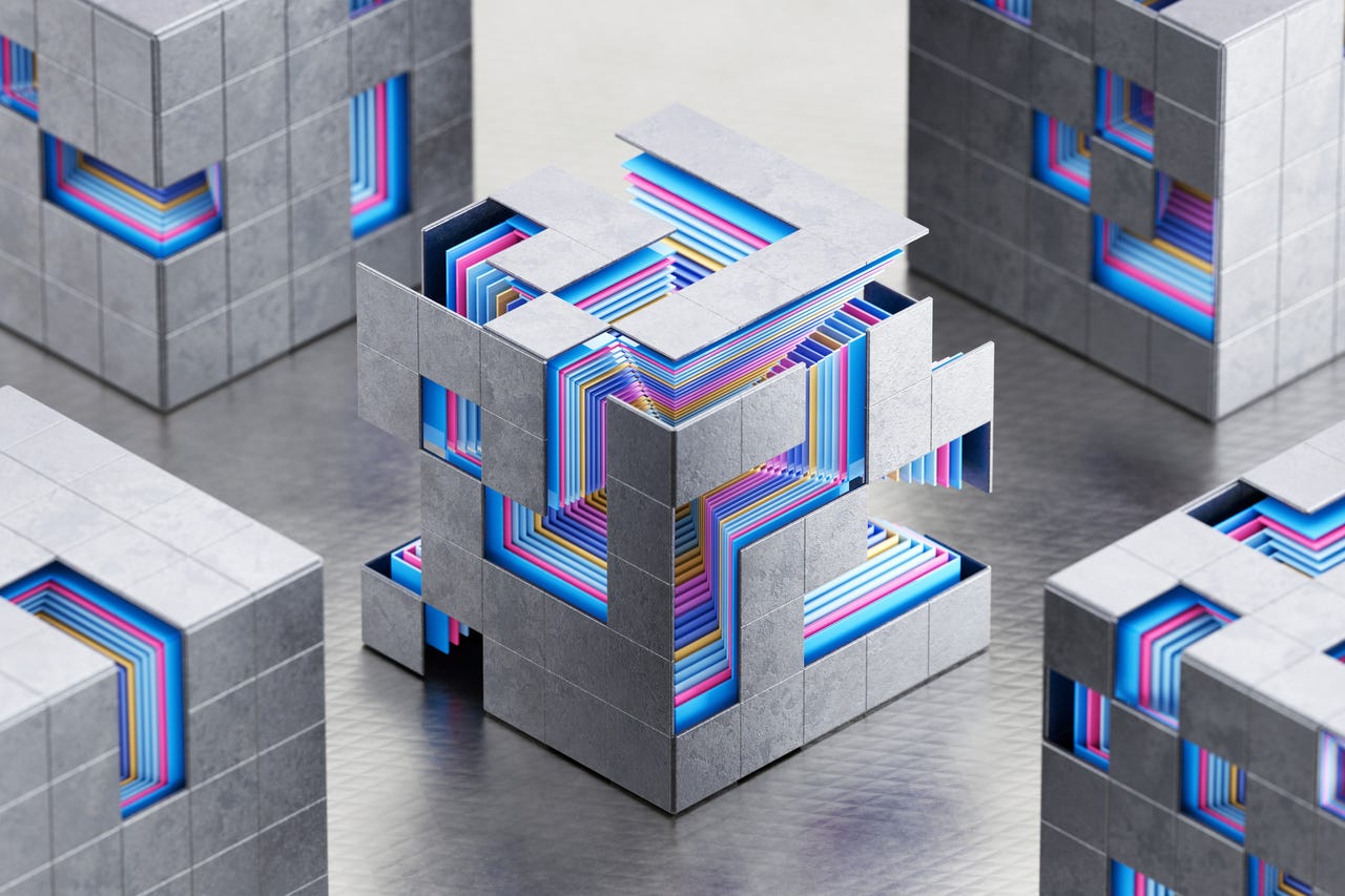 Abstract cubes representing AI models