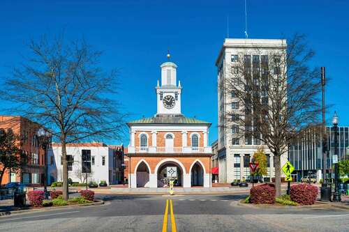 Street view of The Market House in downtown Fayetteville