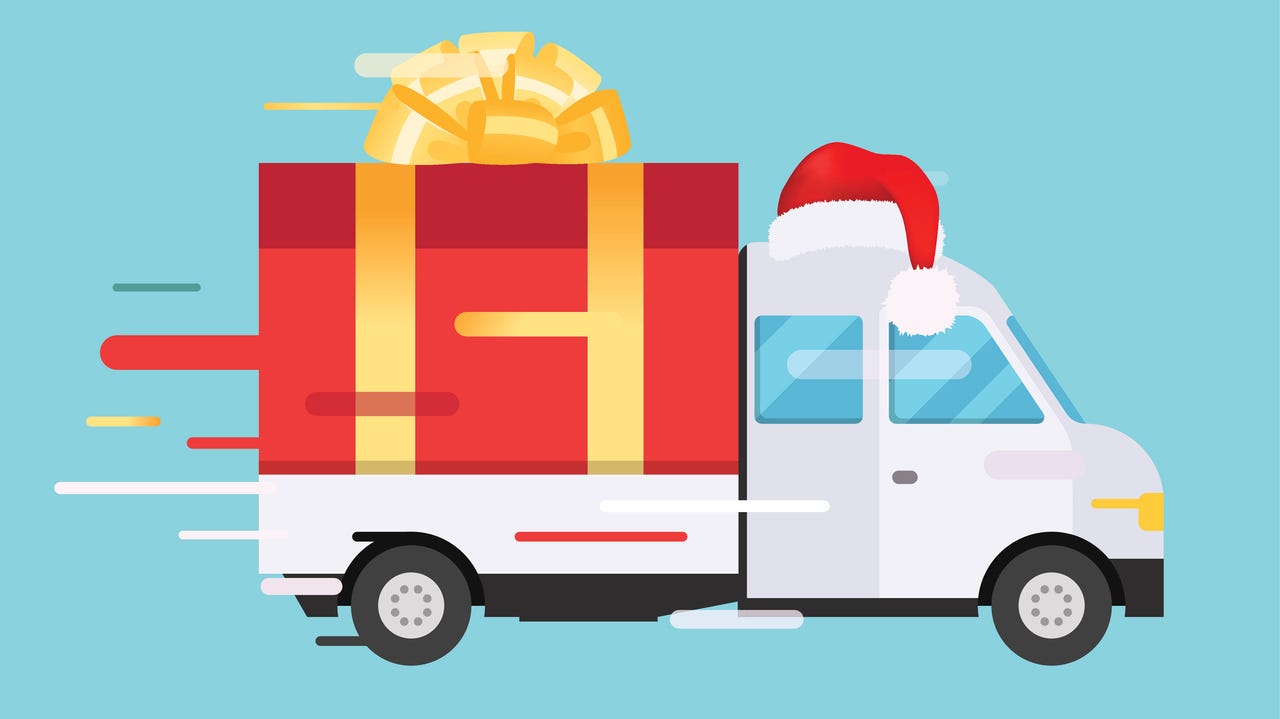 Delivery truck with gift