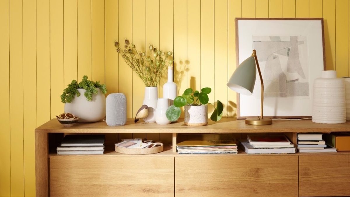 Google Nest Audio on shelf