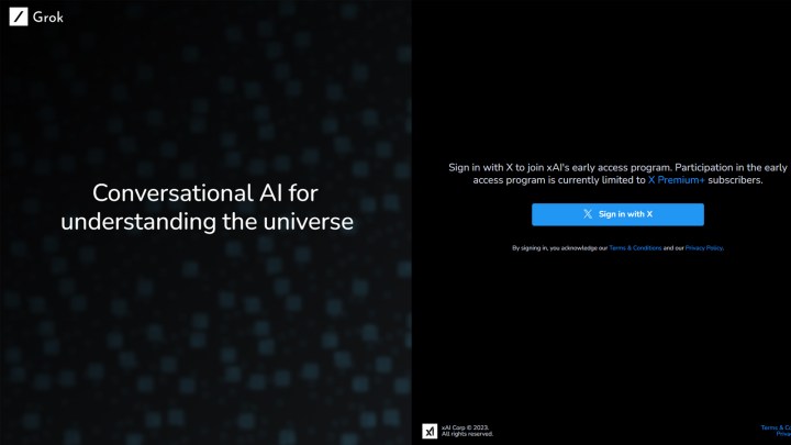 Grok AI sign up page.