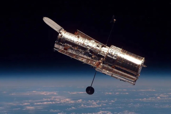 The Hubble Space Telescope orbits Earth.