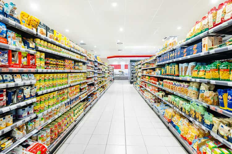 A Supermarket Aisle Filled With Food Items