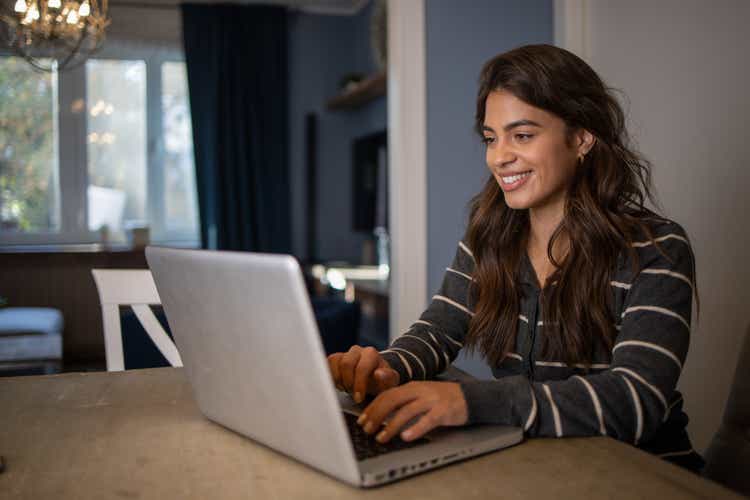 Woman working from home