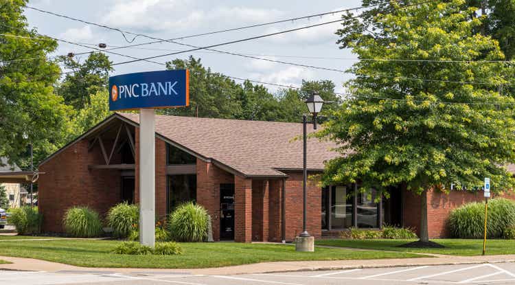 A bank building in Waterford, Pennsylvania, USA