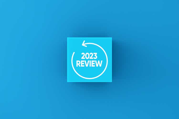 Year 2023 annual business review, analysis and evaluation. The message 2023 review on blue cube.
