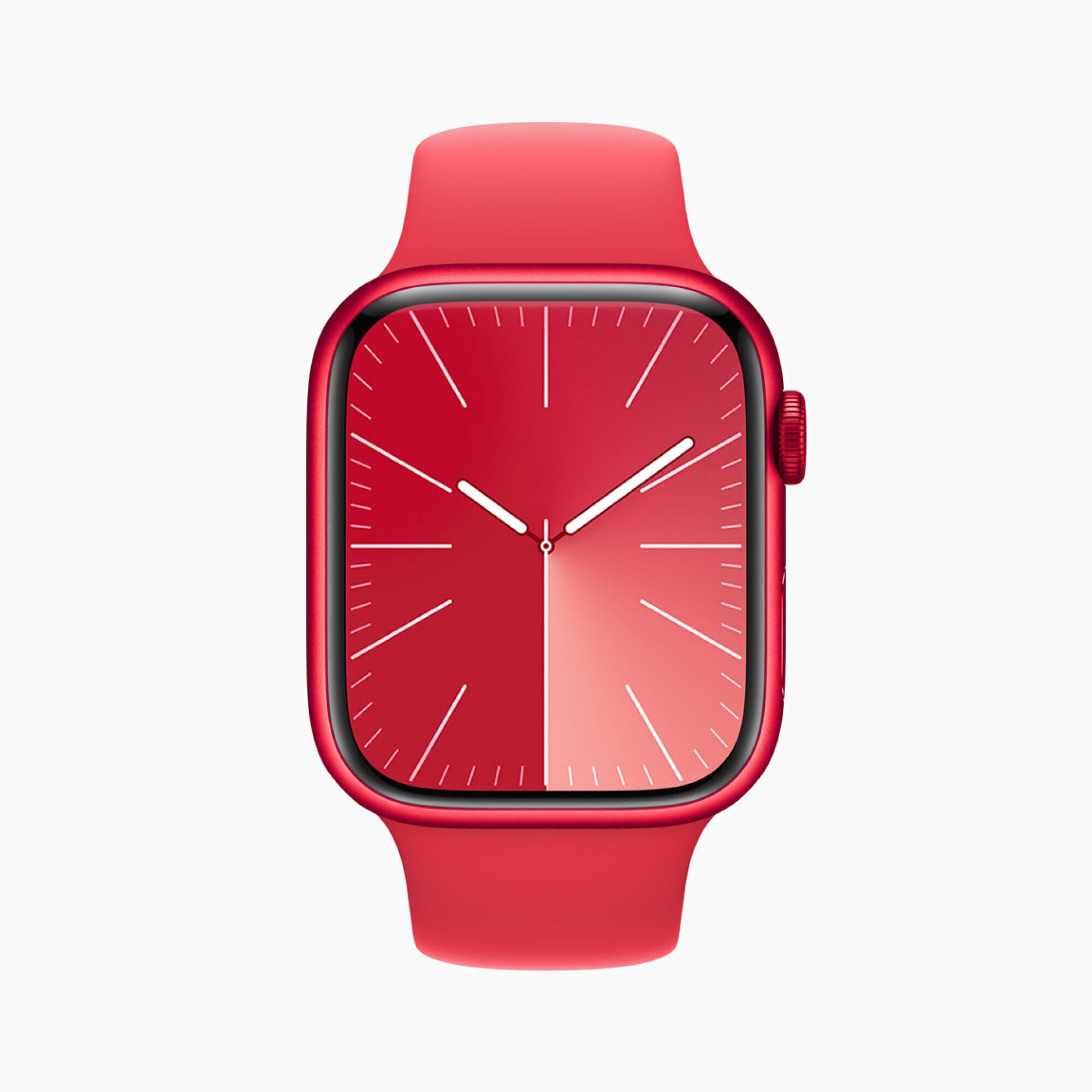 The red Apple Watch, featuring a new red face.