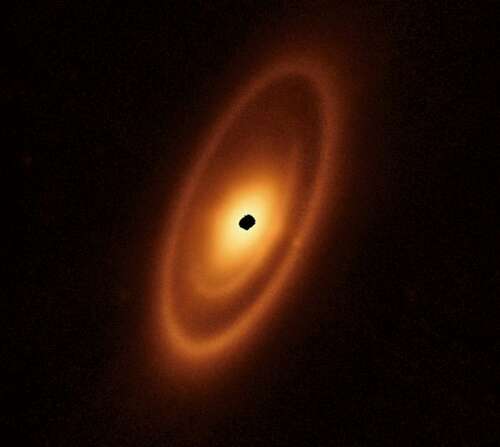 The belts around the star Fomalhaut, as imaged by the James Webb Space Telescope.