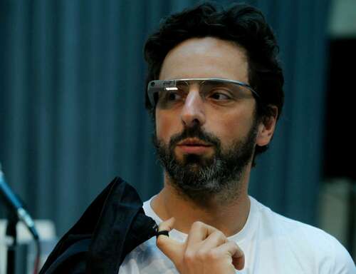 Google co-founder Sergey Brin wearing the Google Glass