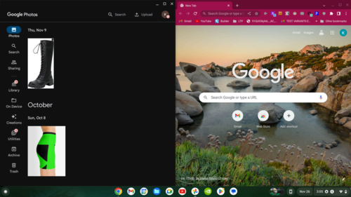 Split-screen mode on a Chromebook