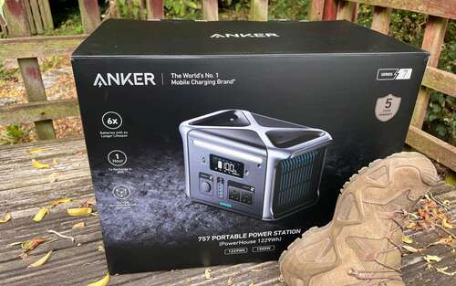 Anker 757 Powerhouse - it's big! (boot for scale)