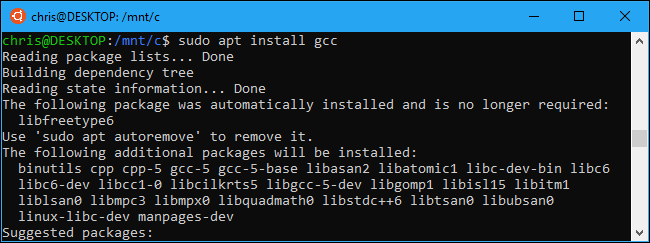 Installing GNU Compiler Collection with apt. 