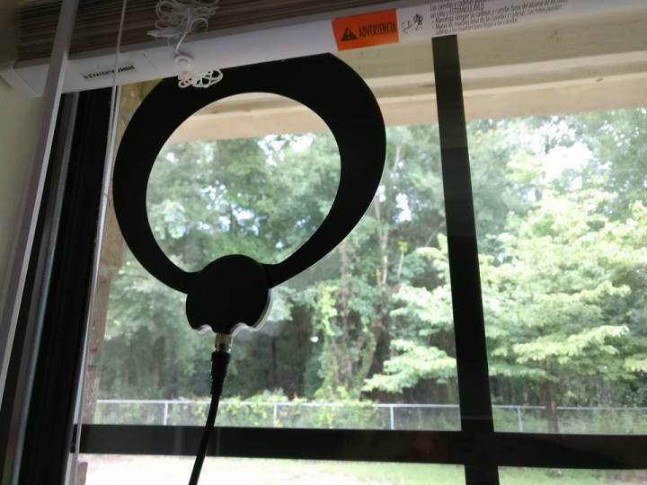 An indoor antenna in a window.