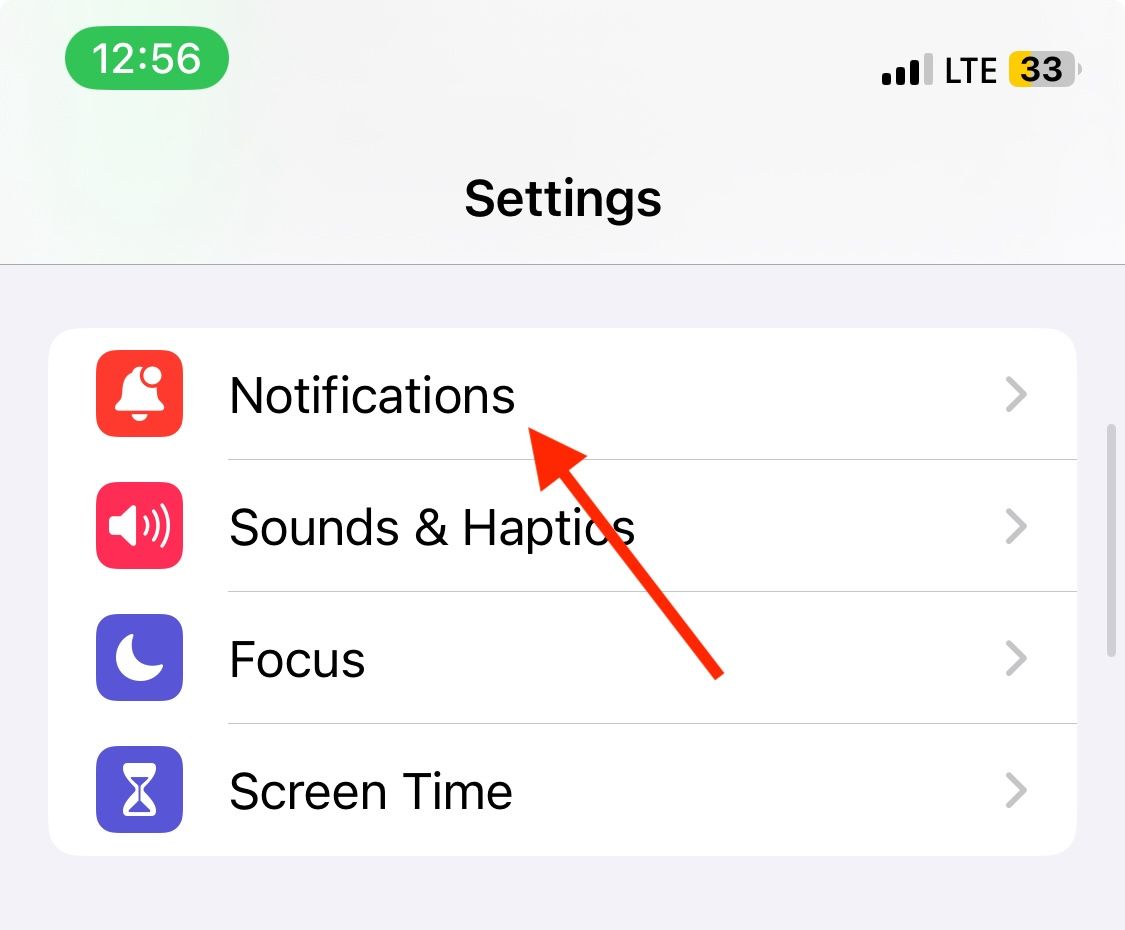 iPhone Settings (notification).