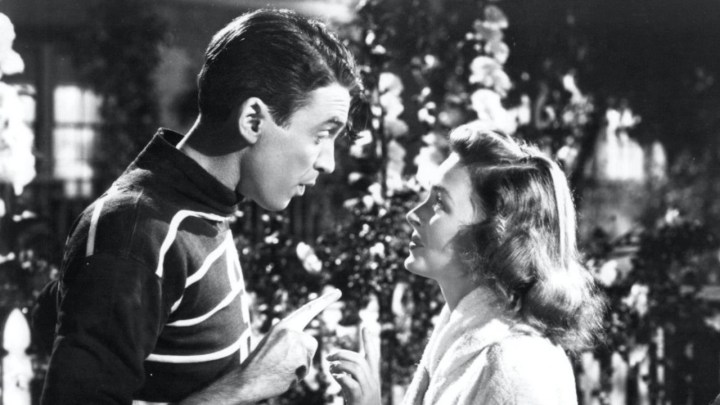 A man looks at a woman in It's a Wonderful Life.