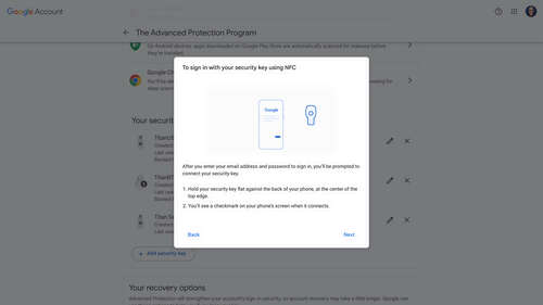 Screenshot of updated NFC Key tips.