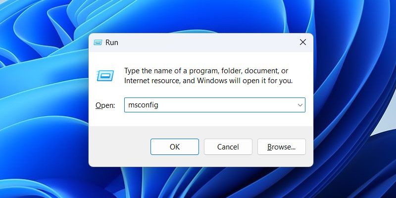 Type 'msconfig' in Windows Run