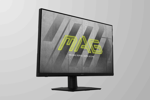 MSI MAG323UPF Best 4K Monitors sitting against grey background