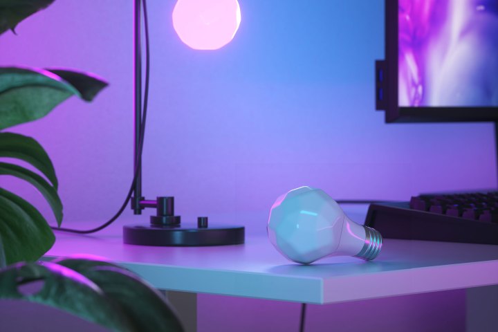 Nanoleaf Essentials Bulb on desk.