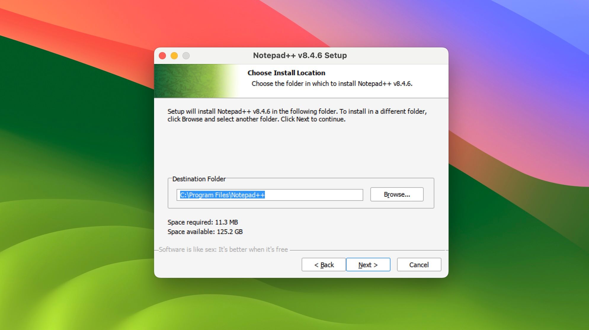 Notepad++ installer on macOS