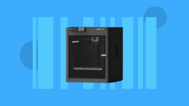 p1s 3D printer on a blue background