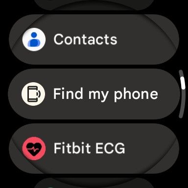 Find my phone option in the Pixel Watch's app drawer.