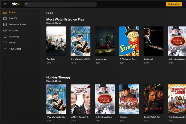 The Plex Media Server Home tab on a web browser.