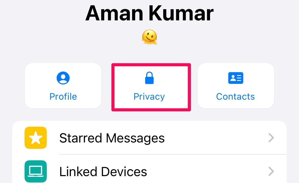 Privacy option in WhatsApp settings