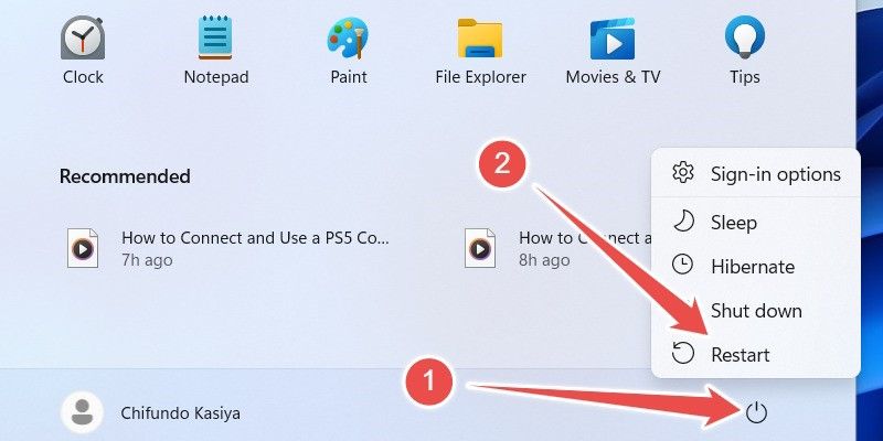Restarting a Windows 11 PC
