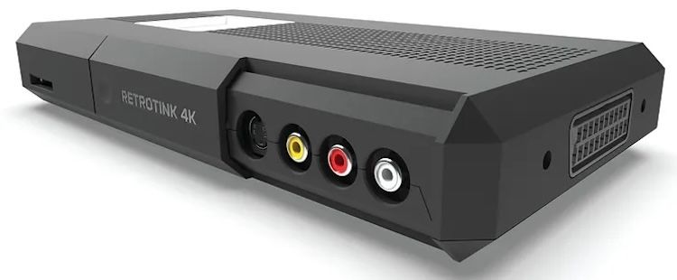 A Retrotink 4K unit with S-VHS and RCA inputs visible.