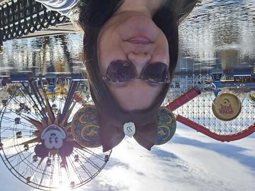 Selfie of Christine at Paradise Pier at DCA