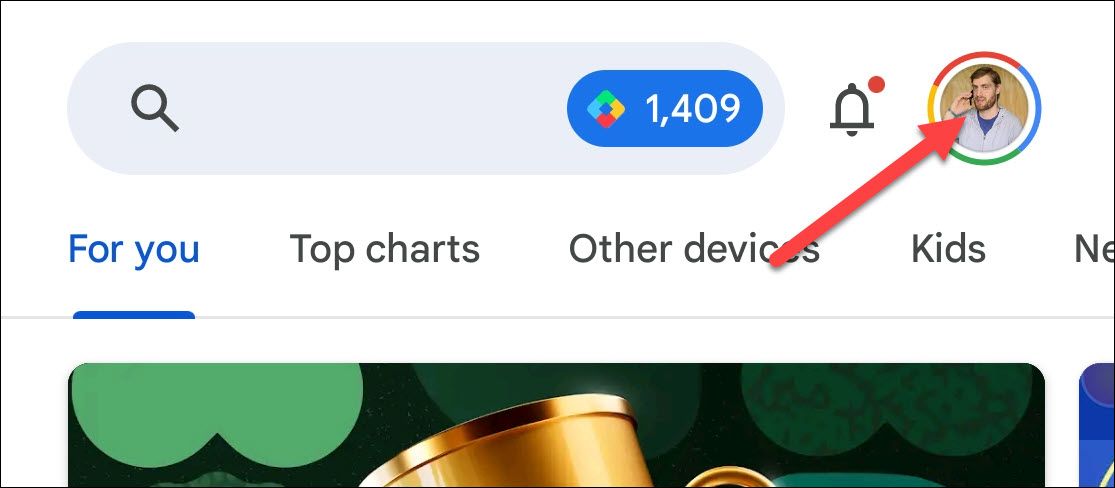 Profile icon in the Google Play Store.