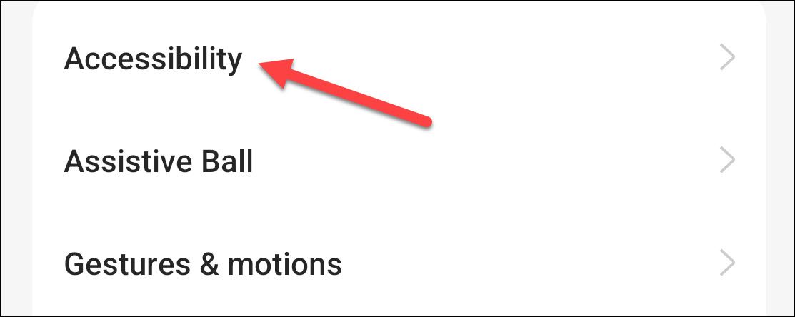 Accessibility in the Android settings.