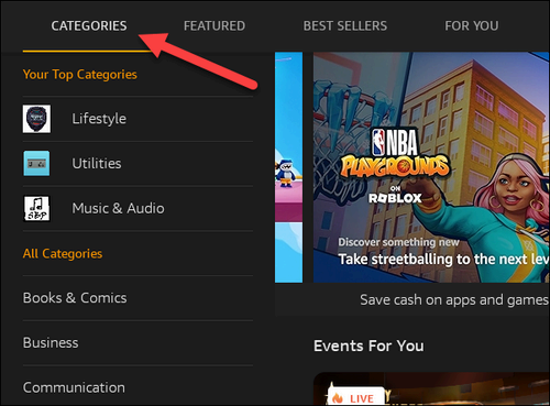 Amazon Appstore categories.