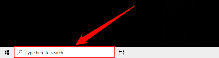 The search bar near the Start Menu button. 