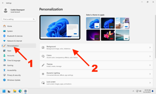 Background settings in Windows 11