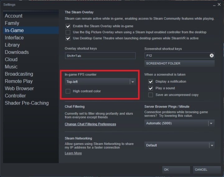 Steam fps counter option.