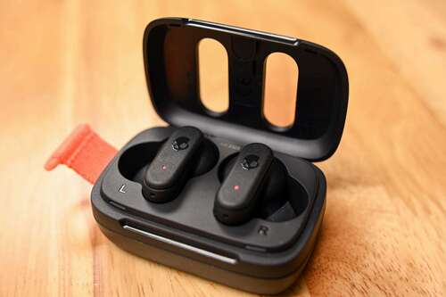 The Skullcandy Dime 3 True Wireless Earbuds in the open case