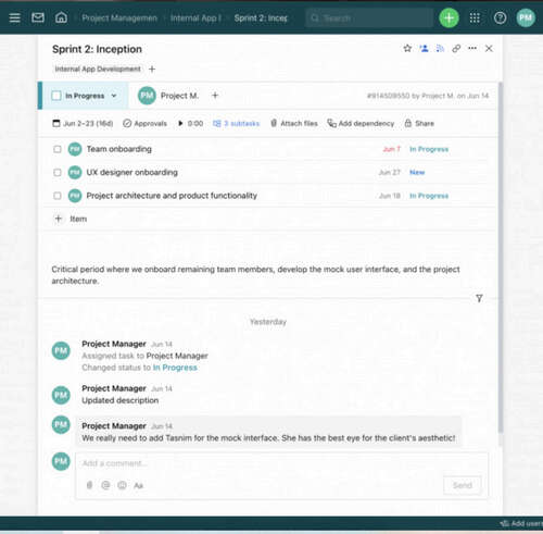 Visualize project data through the analytics view.