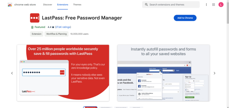 LastPass Chrome browser extension.