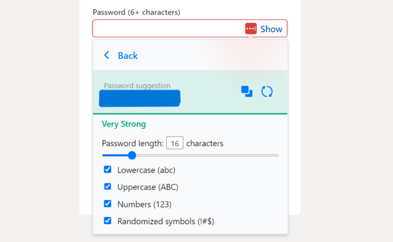 LastPass password generator.