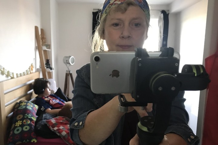 BAFTA winner Victoria Mappleback recording film on a phone.