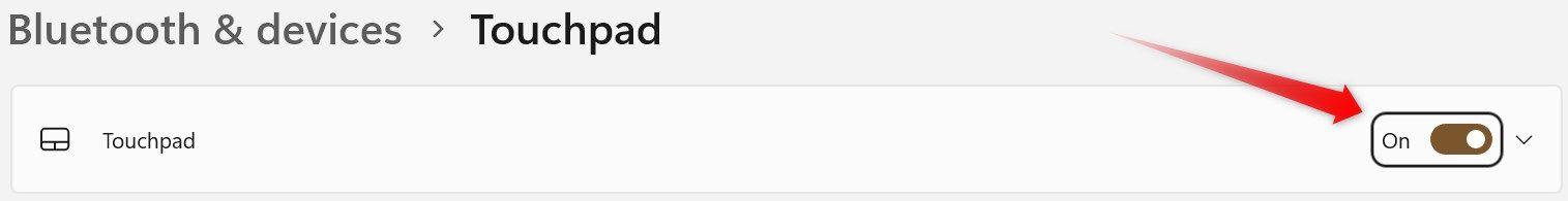 Turning on the Touchpad from the Windows Settings App.