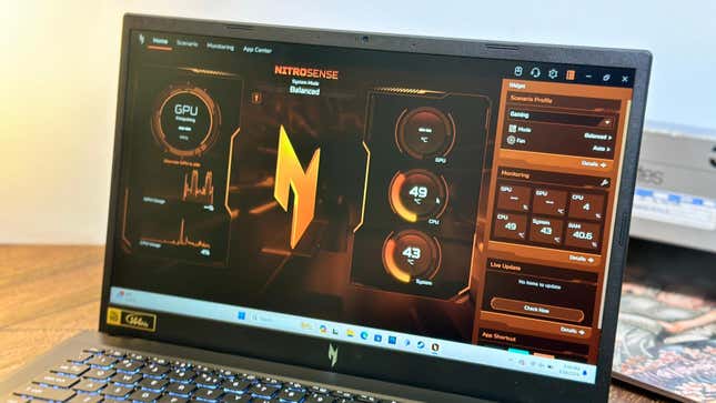 Acer Nitro V15 with NitroSense running. 