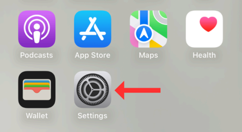 Screenshot of iPhone's home screen highlighting the Settings app icon.