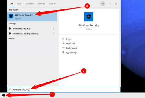 Search for and launch 'Windows Security' from the Start Menu. 