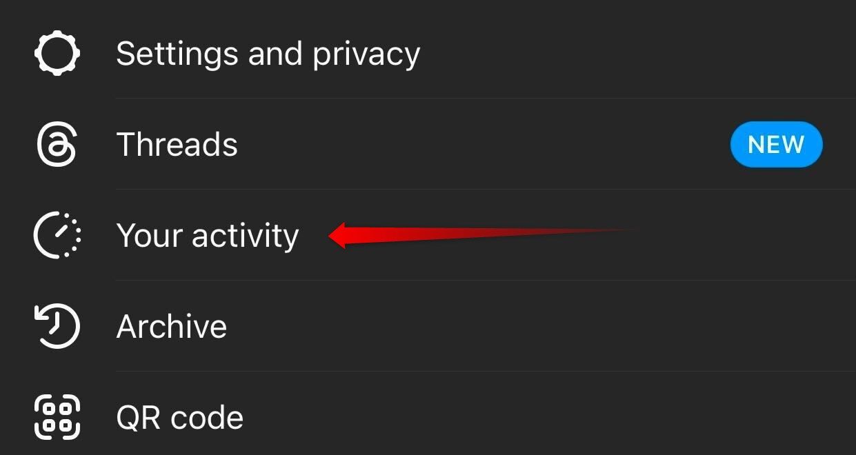 Opening 'Your Activity' on Instagram.