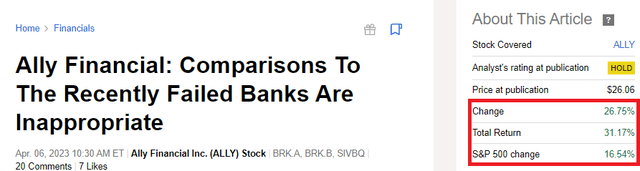 Ally Financial is outperforming the equity market